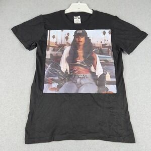 ATD T-Shirt Unisex S Black Aaliyah Graphic Print Cotton Short Sleeve Crew Neck